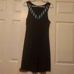 Avenue black dress with beaded v neck. Size 22/24